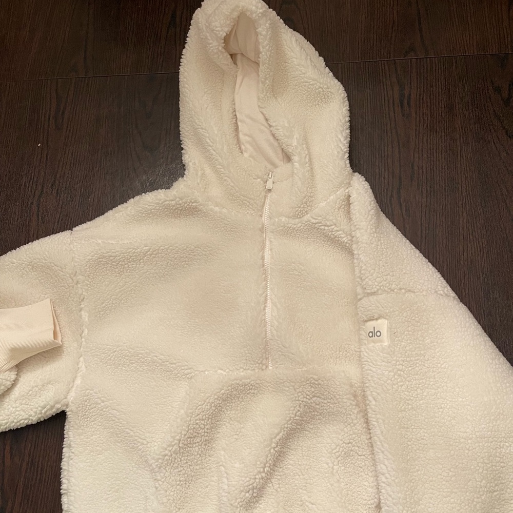 Alo White Sherpa Hoodie